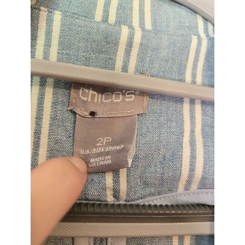 NEW WITHOUT TAGS CHICO'S Blazer Large Petite 12/14 Blue Indigo Stripe - Picture 4 of 15